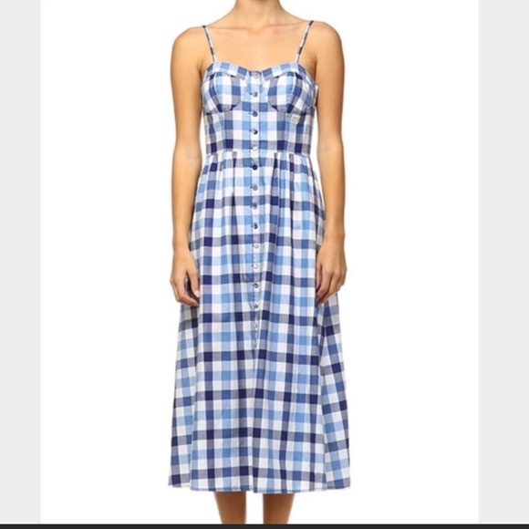 Nasty Gal Dresses & Skirts - Nasty Gal Blue Gingham Midi Dress